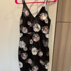 Missguided black floral dress